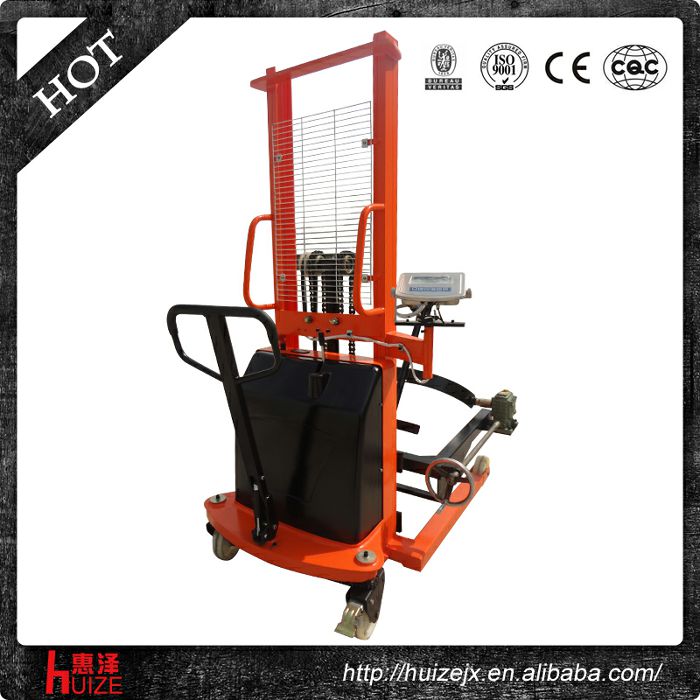半電動稱重油桶車（夾鐵桶，手搖翻轉(zhuǎn)倒料）